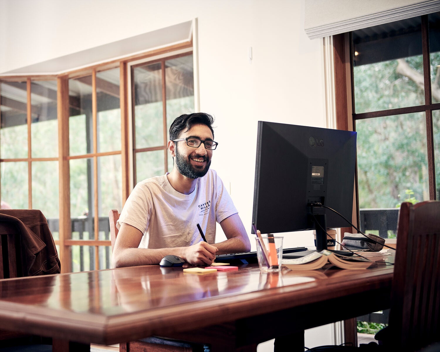 Guy looking at a computer screen